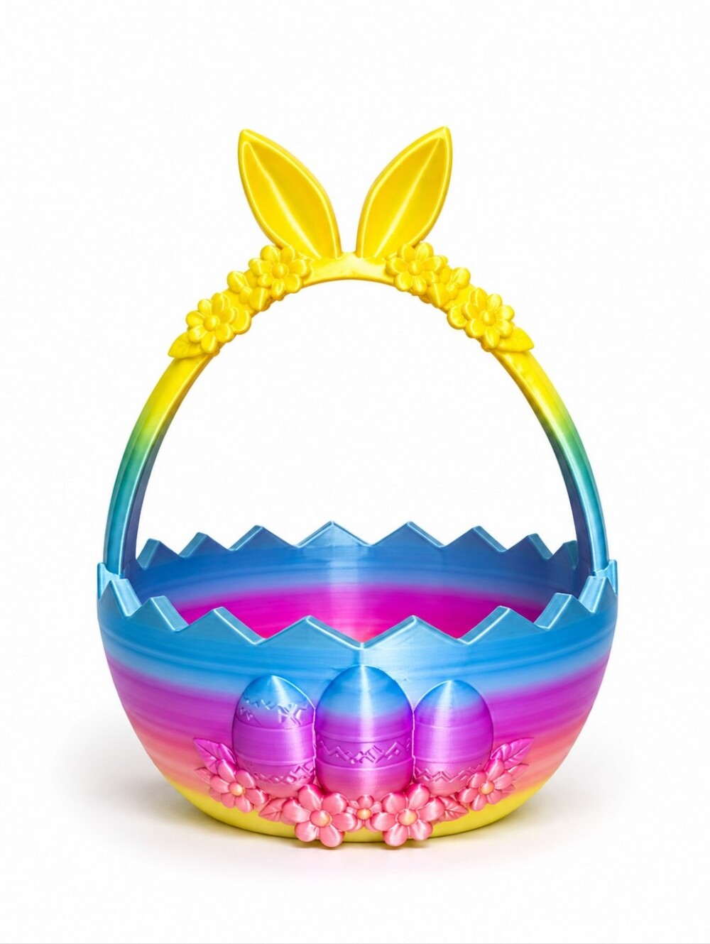3D Printed Easter Bunny Basket Colorful Bunny Ear Candy Basket Easter Decor